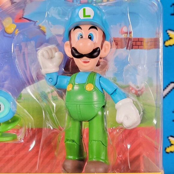 Jakks Pacific Super Mario Ice Luigi with Ice Flower 4" Nintendo Collectible New - Picture 5 of 6
